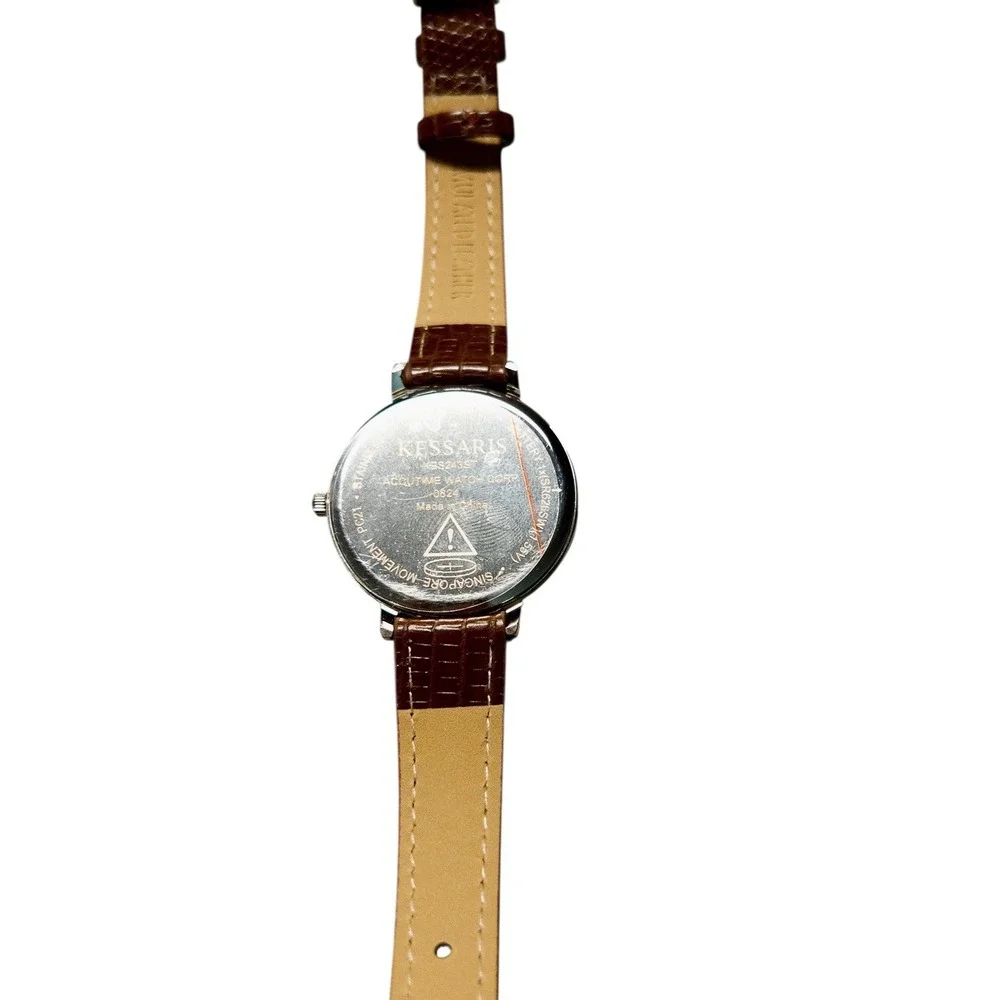NIB Kessaris Womens 34mm Brown Watch Leather‎ Band